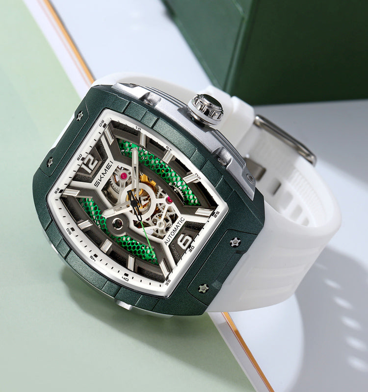 SKMEI - Montre automatique , en silicone, étanche à 30 m, lumineuses