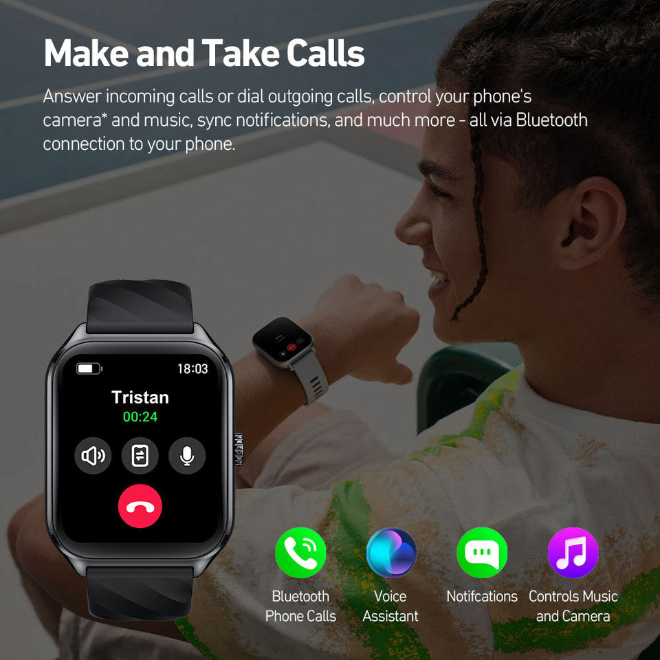 Zeblaze GTS4 - Montre intelligente - 14 jours d'autonomie - Charge magnétique - Ecran AMOLED - autonomie 14 jours - Capacité de la batterie 300 mAh - Largeur de bande environ 22 mm - Étanche IP68 - couleur noire
