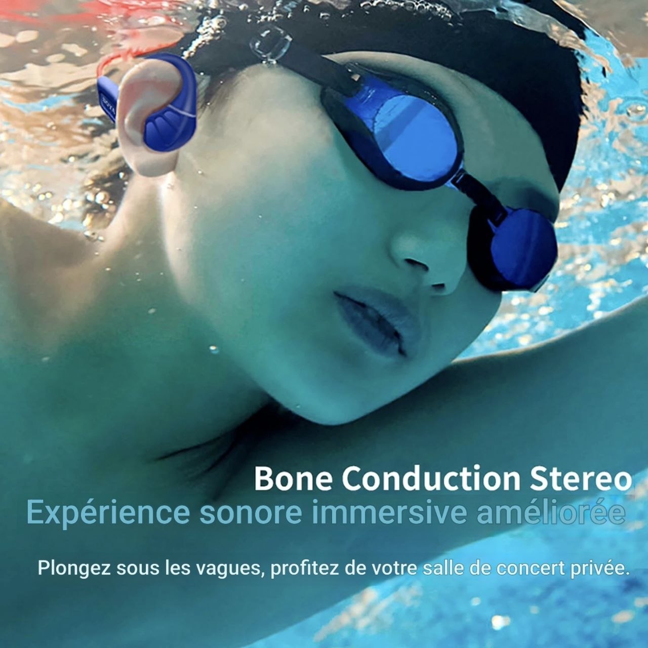 SOYA - Casque sport à conduction osseuse , étanche IPX8, connexion stable pour les entraînements en groupe