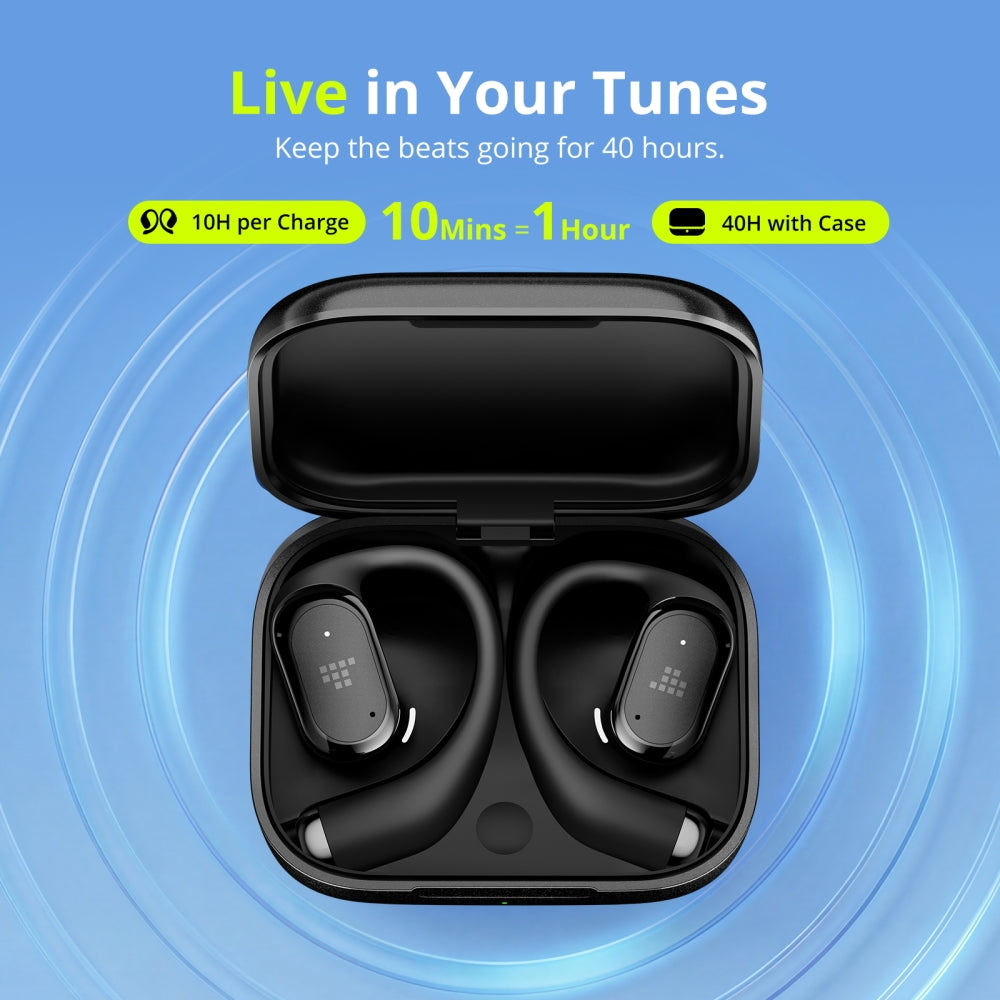Tronsmart OpenFly 2 Pro - Casque ouvert - 4 micros IA - 10h - 40 heures - égaliseur - 8,8 g- IPX5