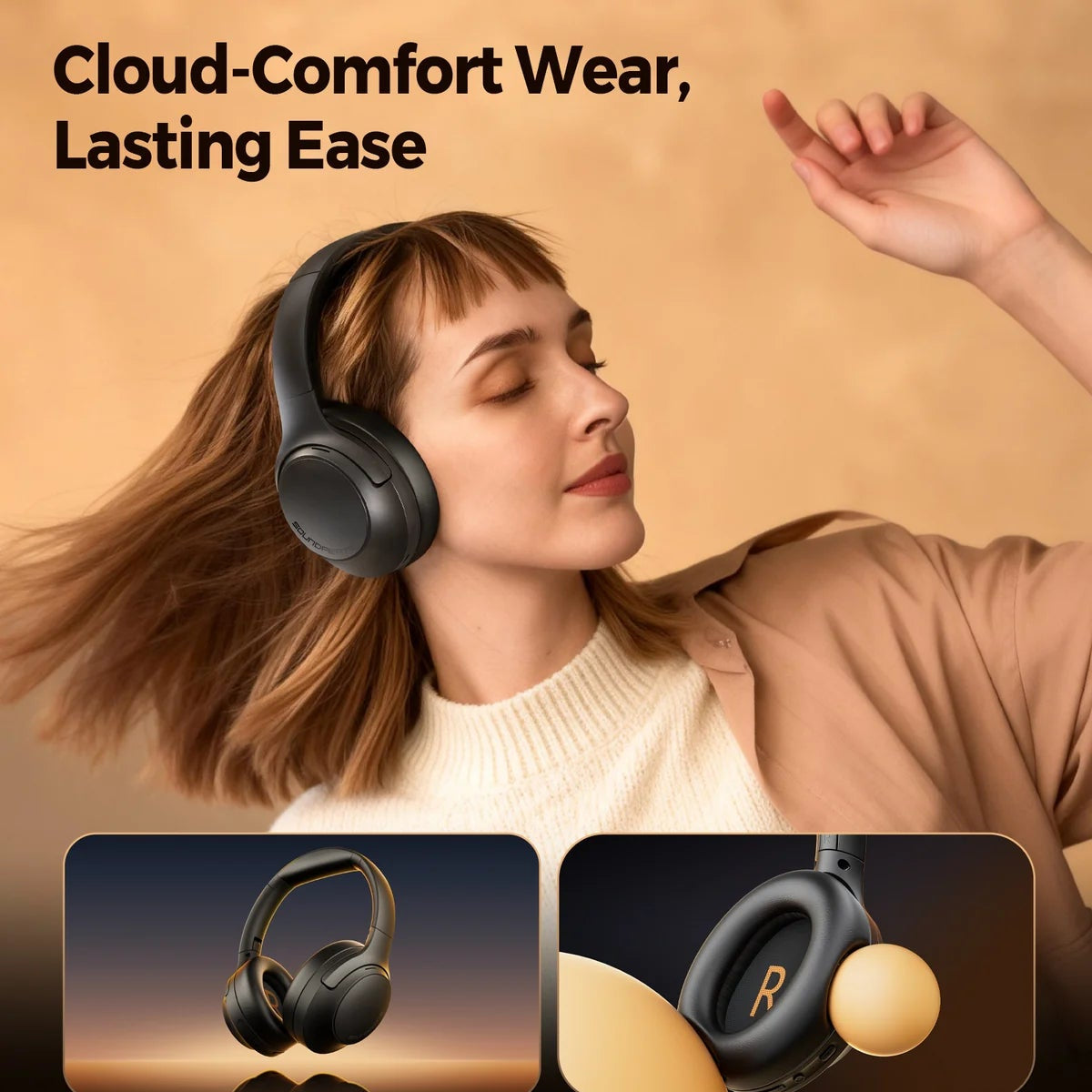 SOUNDPEATS Cove Pro Casque avec réduction de bruit active adaptative de 56 dB, 95 h d'autonomie et réduction de bruit active par IA à 7 microphones