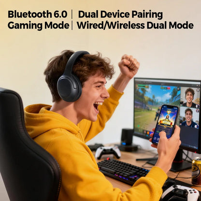 SOUNDPEATS Cove Pro Casque avec réduction de bruit active adaptative de 56 dB, 95 h d'autonomie et réduction de bruit active par IA à 7 microphones