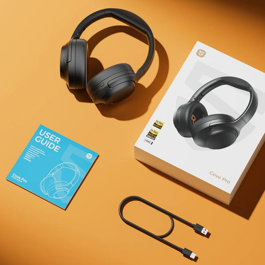 SOUNDPEATS Cove Pro Casque avec réduction de bruit active adaptative de 56 dB, 95 h d'autonomie et réduction de bruit active par IA à 7 microphones