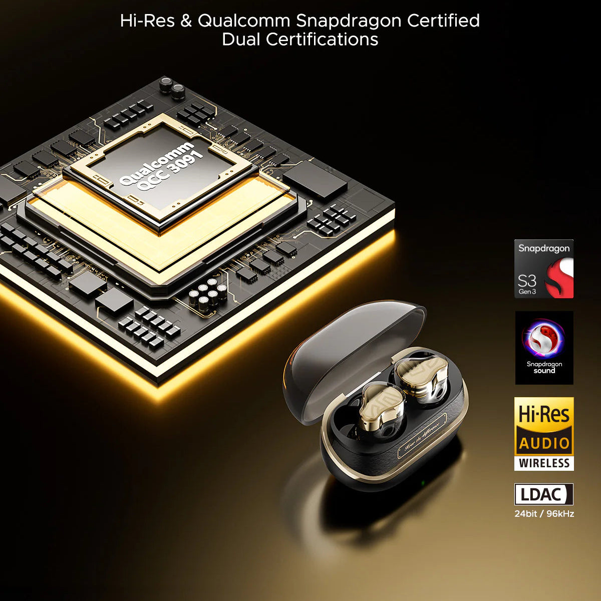 SoundPEATS H3 Earbuds – Triple Driver Hi-Res Audio, ANC IA -  55 dB, Bluetooth 5.4 avec Snapdragon Sound™, aptX Lossless & LDAC, 37h Playtime, 6 Micros cVc 8.0, Mode Jeu 60 ms & Égaliseur 9 Bandes