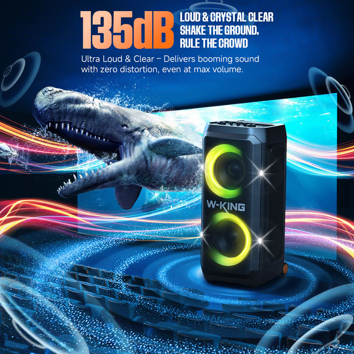 W-KING T12 Plus - 270 W (RMS) - 370 W (crête)RMS Enceinte Bluetooth puissante pour faire la fête avec caisson de basses (370W crête)