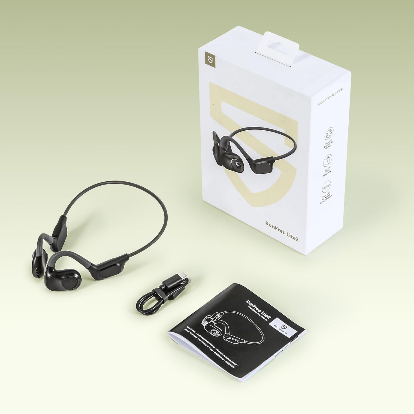 SoundPEATS Runfree Lite2 Casque Ouvert Bluetooth 5.3, Écouteurs sans Fil à Conduction d'air, Conducteur de 16,2 mm pour des Basses Améliorées, 2 Micros pour des Appels Clairs, Ajustement Confortable