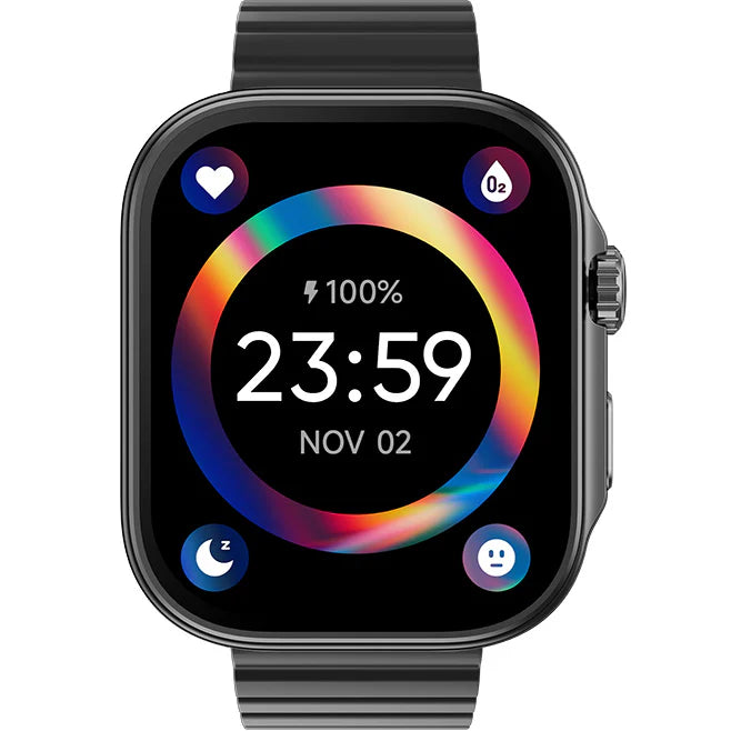 Udfine Montre connectée Gear Pro - deux bracelets - Étanchéité 5 ATM + vidange automatique - Plus de 100 modes sportifs - Mesure de la pression artérielle - Écran Ultra AMOLED  - Autonomie : 12 jours -