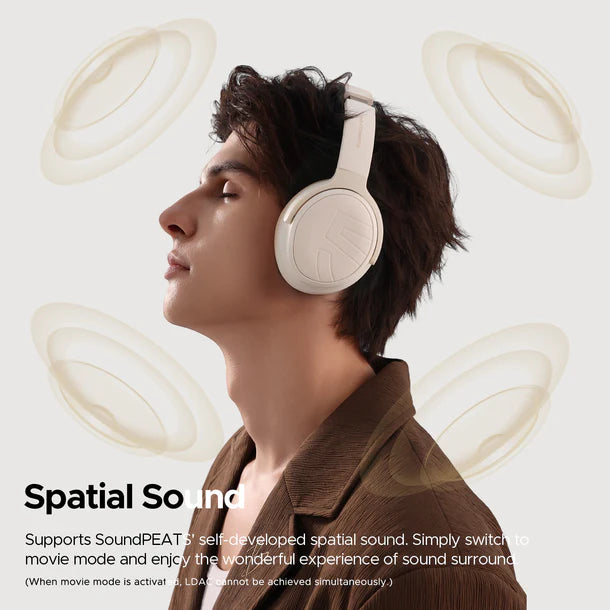 SoundPEATS Space Pro, en noir, drivers doubles et compatible avec LDAC pour un son spatial 360º et une réduction de son avec IA qui réduit jusqu'à 47 dB- 151 heure d'autonomies