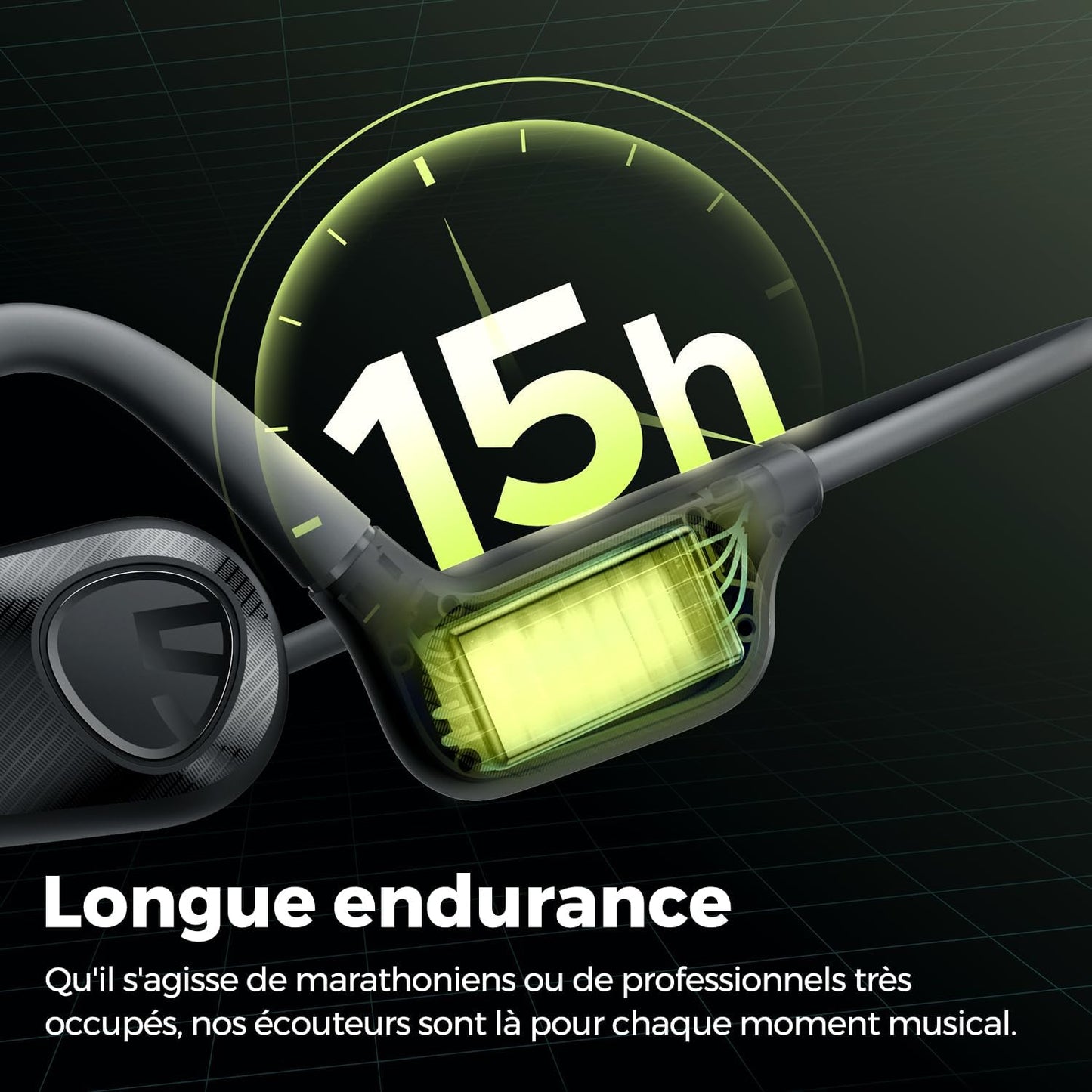 SoundPEATS Runfree Lite2 Casque Ouvert Bluetooth 5.3, Écouteurs sans Fil à Conduction d'air, Conducteur de 16,2 mm pour des Basses Améliorées, 2 Micros pour des Appels Clairs, Ajustement Confortable
