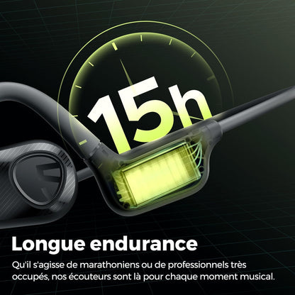 SoundPEATS Runfree Lite2 Casque Ouvert Bluetooth 5.3, Écouteurs sans Fil à Conduction d'air, Conducteur de 16,2 mm pour des Basses Améliorées, 2 Micros pour des Appels Clairs, Ajustement Confortable