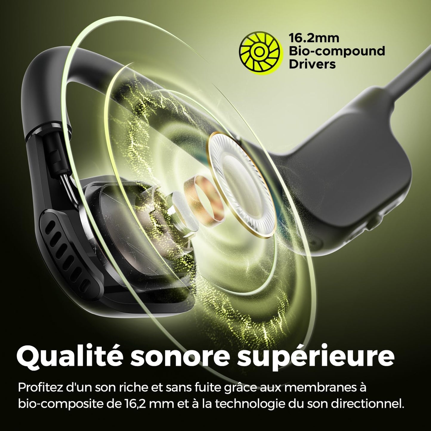 SoundPEATS Runfree Lite2 Casque Ouvert Bluetooth 5.3, Écouteurs sans Fil à Conduction d'air, Conducteur de 16,2 mm pour des Basses Améliorées, 2 Micros pour des Appels Clairs, Ajustement Confortable