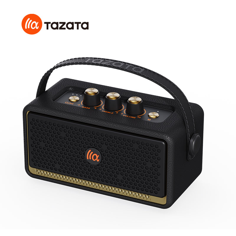 TAZATA HARMONY I - Enceinte rétro domestique 30 W BT V5.4 : boutons de réglage des basses et des aigus + entrée auxiliaire
