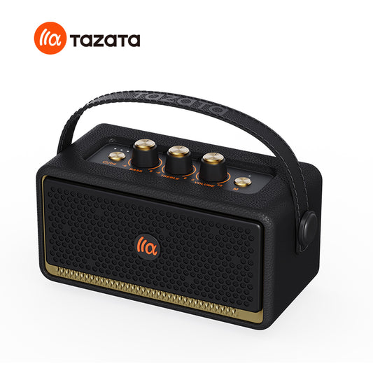 TAZATA HARMONY I - Enceinte rétro domestique 30 W BT V5.4 : boutons de réglage des basses et des aigus + entrée auxiliaire