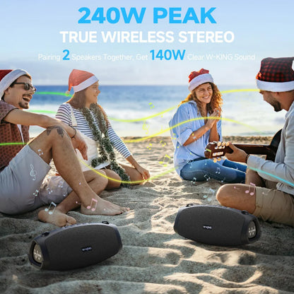 Enceinte Bluetooth portable d'extérieur W-KING X10 70W RMS avec basses puissantes (120W crête)
