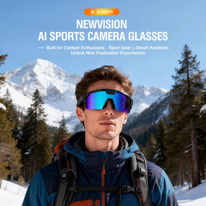 Zeblaze Q01 Caméra de Sport AI Lunettes Intelligentes 30MP Photo 8MP Enregistrement Vidéo Connexion WiFi bluetooth 5.3 Lentilles Polarisées TAC avec Protection UV Technologie Anti-Vibration Double Lunettes Intelligentes Assistées par IA - Argenté