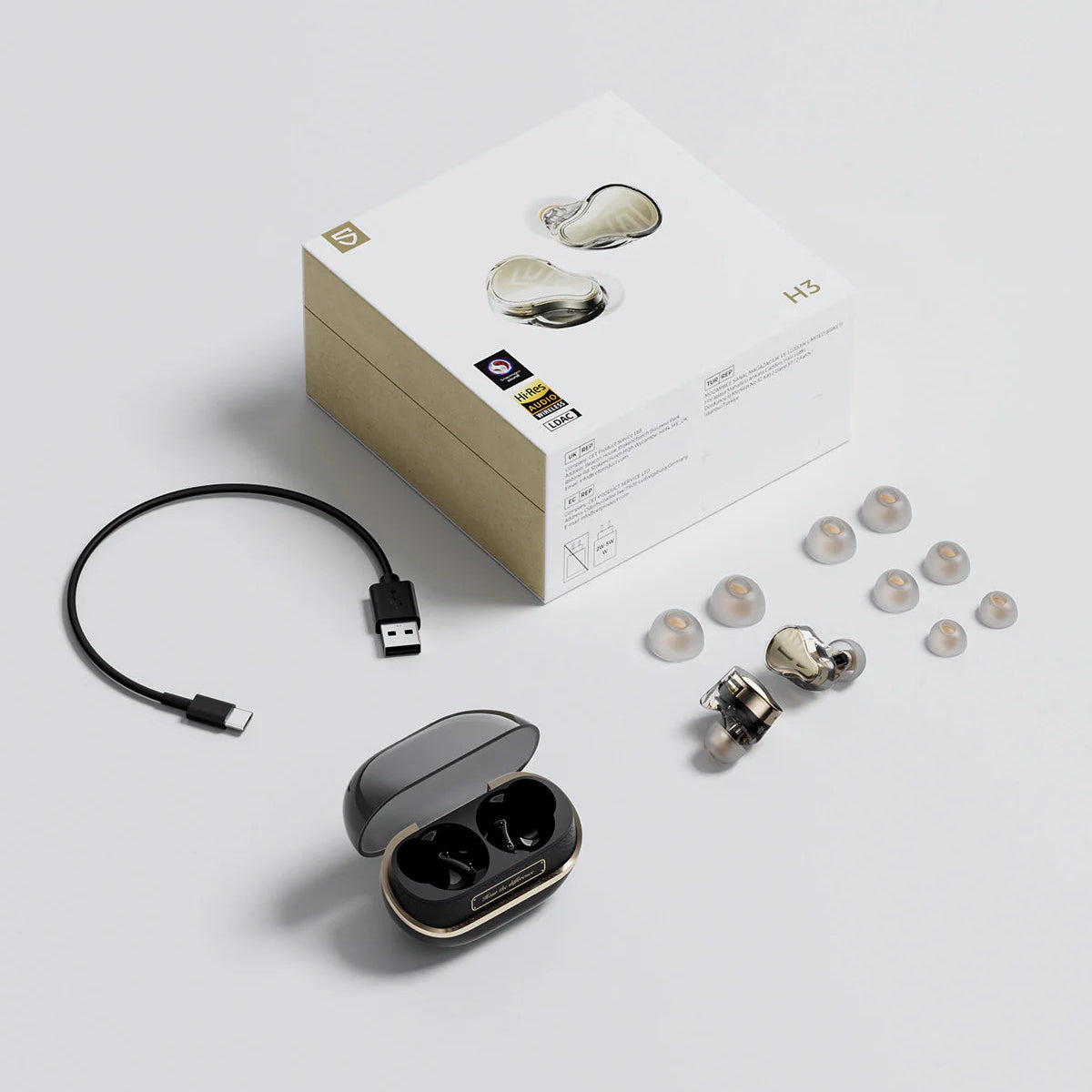 SoundPEATS H3 Earbuds – Triple Driver Hi-Res Audio, ANC IA -  55 dB, Bluetooth 5.4 avec Snapdragon Sound™, aptX Lossless & LDAC, 37h Playtime, 6 Micros cVc 8.0, Mode Jeu 60 ms & Égaliseur 9 Bandes