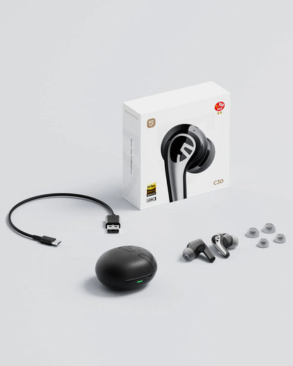 SOUNDPEATS C30 - Écouteurs Bluetooth 6.0 - 52h - ANC -52dB - LDAC Hi-Res - 6 micros - IP54