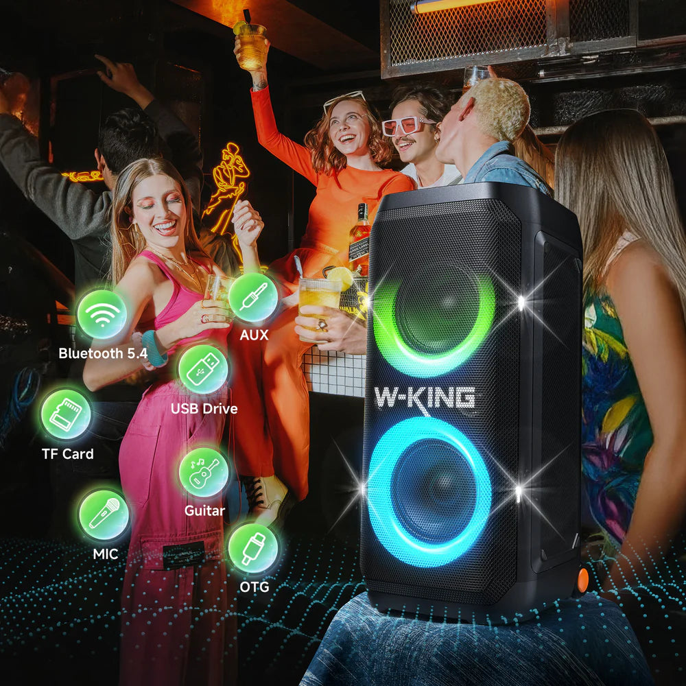 W-KING T12 Plus - 270 W (RMS) - 370 W (crête)RMS Enceinte Bluetooth puissante pour faire la fête avec caisson de basses (370W crête)