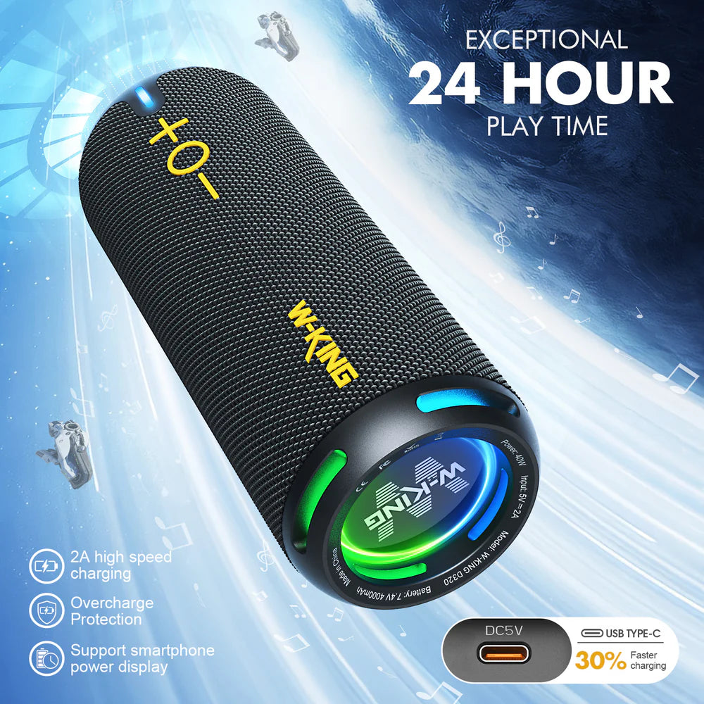 Enceinte Bluetooth compacte W-KING D320 40 W RMS pour les voyages