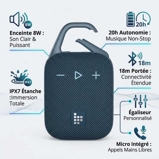 Tronsmart Mirtune H1 - Enceinte Bluetooth 8W IPX7 - 20h - 18m - égaliseur - micro intégré