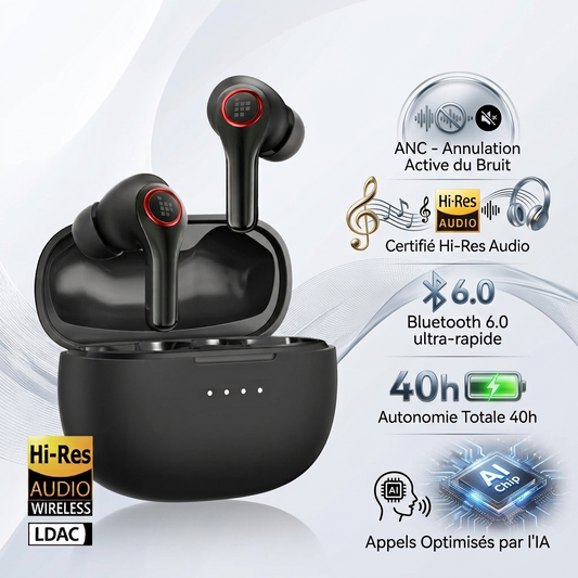 Tronsmart Sounfii NC2 - Casque ANC Hi-Res Bluetooth 6.0 - 40h - Appels IA