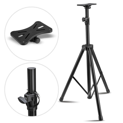 Trépied professionnel pour DJ, support de haut-parleur en métal noir robuste avec tube extra épais, hauteur réglable de 100 cm à 186 cm,
