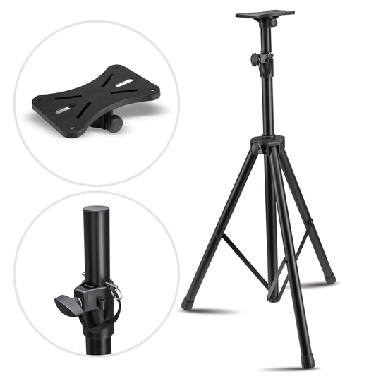 Trépied professionnel pour DJ, support de haut-parleur en métal noir robuste avec tube extra épais, hauteur réglable de 100 cm à 186 cm,