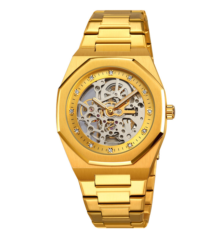 SKMEI - Montre mécanique - bracelet en acier inoxydable affichage automatique étanche
