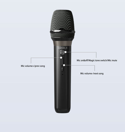 SODLK K12 - Enceinte karaoké sans fil SODLK K12 30W 5.3 avec micro, étanche IPX5, batterie 5000mAh - Enceinte portable pour fêtes en extérieur