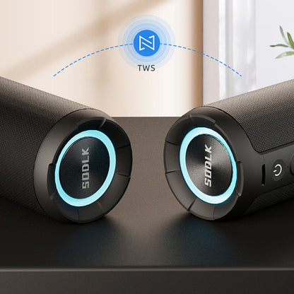 SODLK T21 - Enceinte sans fil portable , son stéréo puissant de 60 W, 12 heures d'autonomie, TWS et étanche IPX7, idéale pour les voyages et la maison