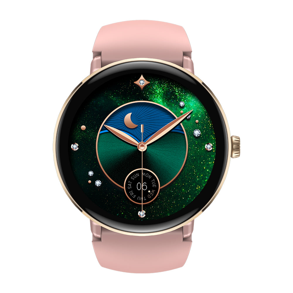 Zeblaze Lily 2 - Montre connectée élégante pour femme -Ecran AMOLED- Écran tactile -Bracelet en silicone durable et confortable- Capacité de la batterie 200 mAh - Appel vocal - Poids 34,6 g