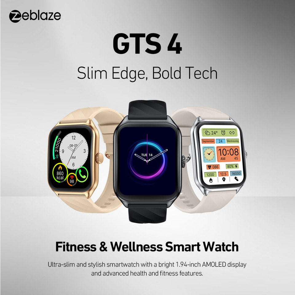 Zeblaze GTS4 - Montre intelligente - 14 jours d'autonomie - Charge magnétique -  Ecran AMOLED - autonomie 14 jours - Capacité de la batterie 300 mAh - Largeur de bande environ 22 mm - Étanche  IP68