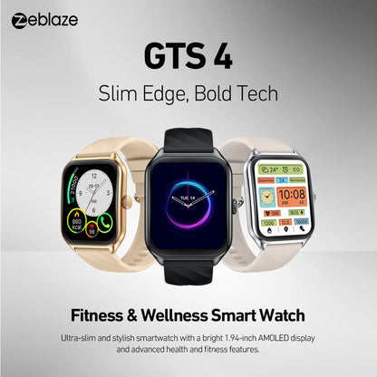 Zeblaze GTS4 - Montre intelligente - 14 jours d'autonomie - Charge magnétique -  Ecran AMOLED - autonomie 14 jours - Capacité de la batterie 300 mAh - Largeur de bande environ 22 mm - Étanche  IP68