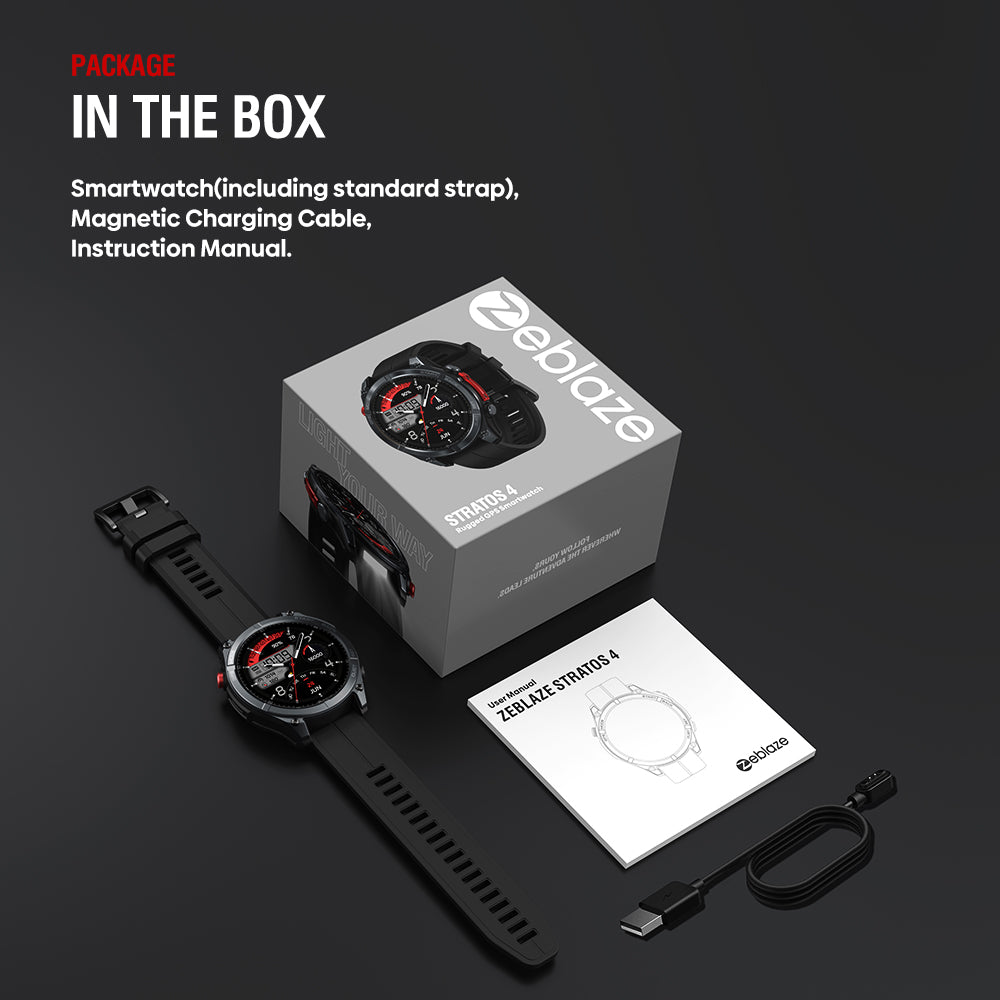 Zeblaze Stratos 4 - Montre GPS 1000 nits - 30j - 170 sports - 5ATM - Acier - BT