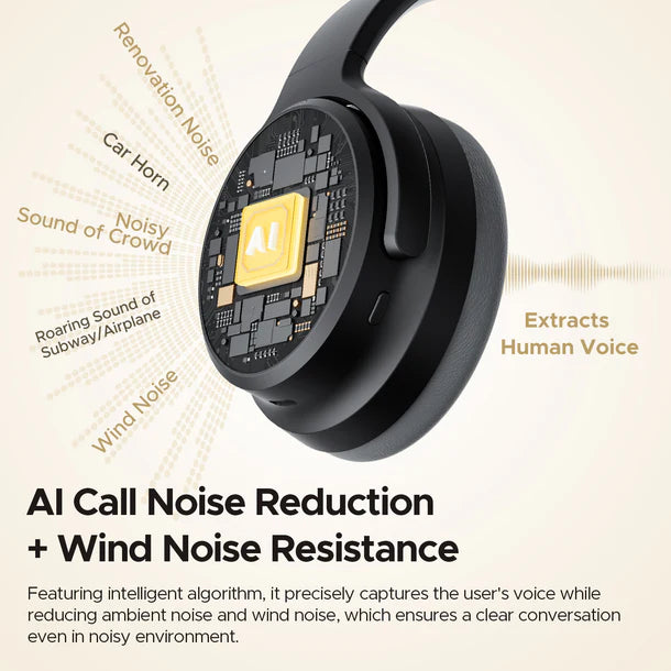 SoundPEATS Space Pro, en noir, drivers doubles et compatible avec LDAC pour un son spatial 360º et une réduction de son avec IA qui réduit jusqu'à 47 dB- 151 heure d'autonomies