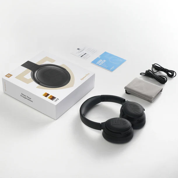 SoundPEATS Space Pro, en noir, drivers doubles et compatible avec LDAC pour un son spatial 360º et une réduction de son avec IA qui réduit jusqu'à 47 dB- 151 heure d'autonomies
