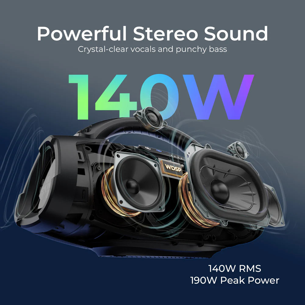 W-KING D20S + Sac -  Enceinte Bluetooth portable  140 W RMS puissante pour l'extérieur et les fêtes