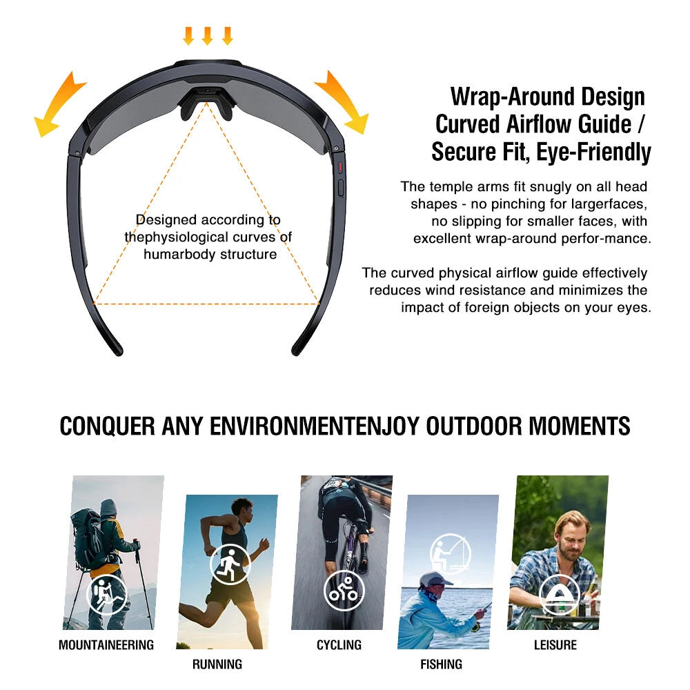 Zeblaze Q01 Caméra de Sport AI Lunettes Intelligentes 30MP Photo 8MP Enregistrement Vidéo Connexion WiFi bluetooth 5.3 Lentilles Polarisées TAC avec Protection UV Technologie Anti-Vibration Double Lunettes Intelligentes Assistées par IA - Argenté