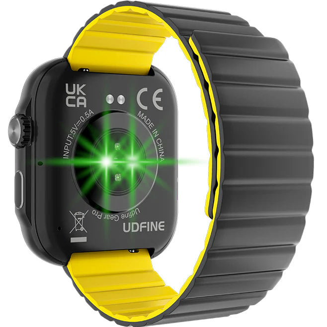 Udfine Montre connectée Gear Pro - deux bracelets - Étanchéité 5 ATM + vidange automatique - Plus de 100 modes sportifs - Mesure de la pression artérielle - Écran Ultra AMOLED  - Autonomie : 12 jours -