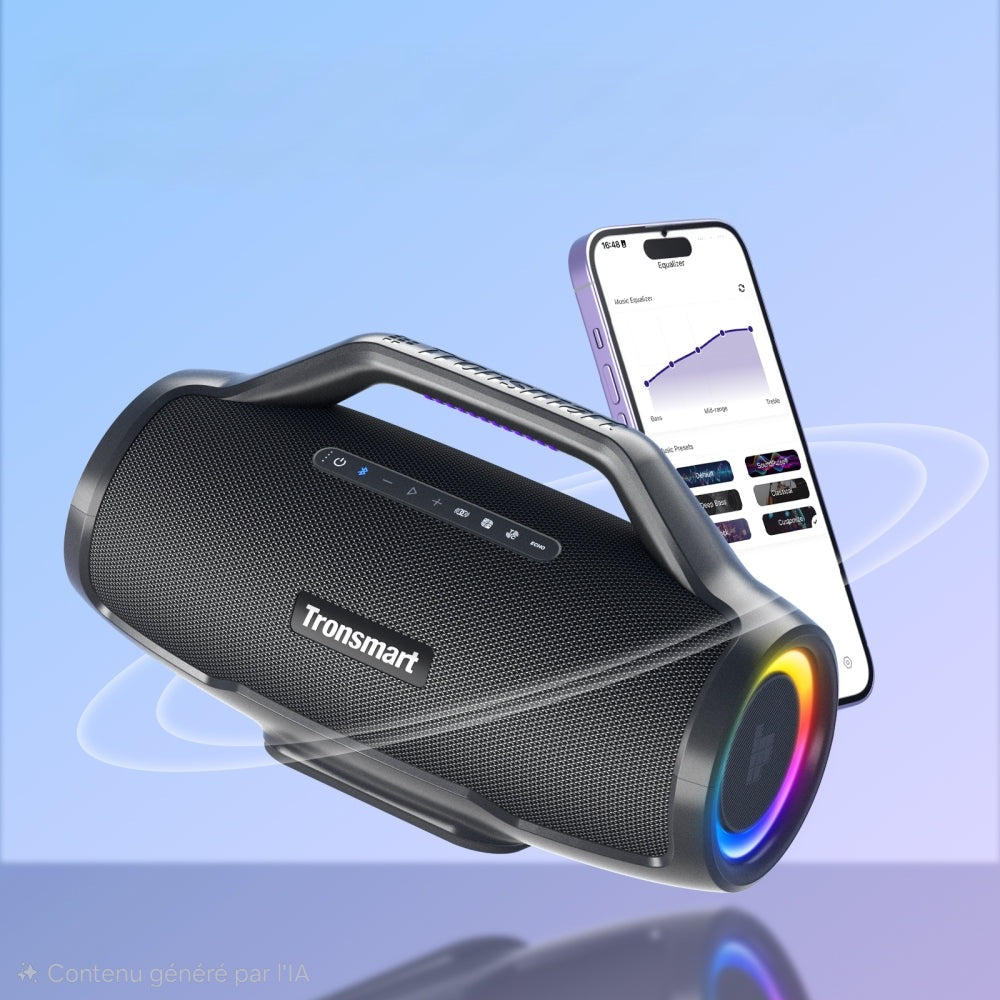 Tronsmart Bang Max  - 24 heure d'autonomie-  Étanchéité IPX6  -  un son époustouflant de 130 W- Karaoké  jusqu'à 10 heures - Poids du produit 7kg