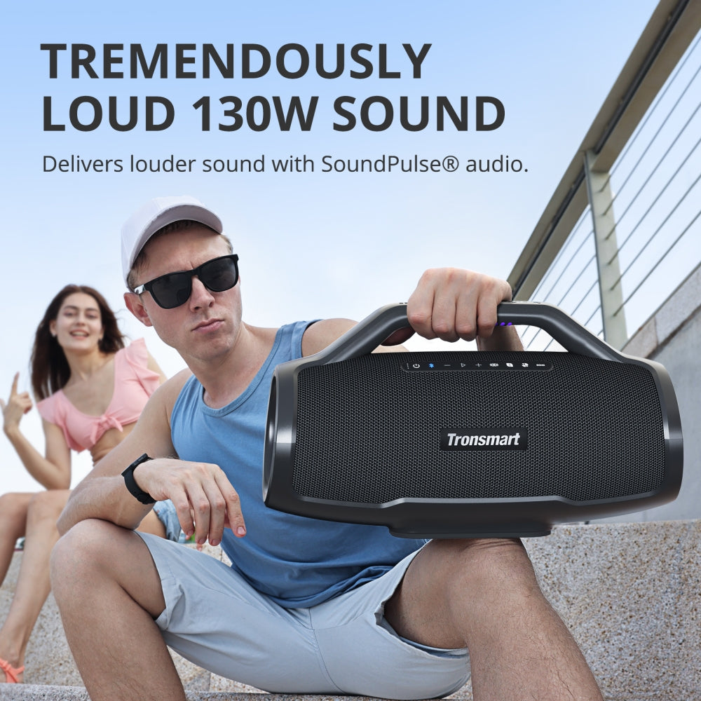 Tronsmart Bang Max  - 24 heure d'autonomie-  Étanchéité IPX6  -  un son époustouflant de 130 W- Karaoké  jusqu'à 10 heures - Poids du produit 7kg