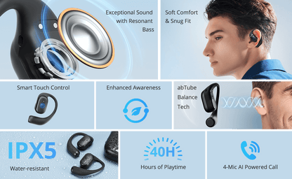 Tronsmart OpenFly 2 Pro - Casque ouvert - 4 micros IA - 10h - égaliseur - 8,8 g