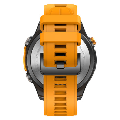 Zeblaze Stratos 4 - Montre GPS 1000 nits - 30j - 170 sports - 5ATM - Acier - BT - Compatible avec Android 5.0 et iOS 11.0 - Bracelets : 22 mm- Couleur orange