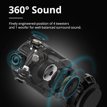 Element T6 Max SoundPulse® - 60 Watt - Son surround à 360 degrés - Portée sans fil : 10 m -  20 heures  d'autonomie- Connexion NFC- Entrée auxiliaire et sans fil- Microphone  Intégré