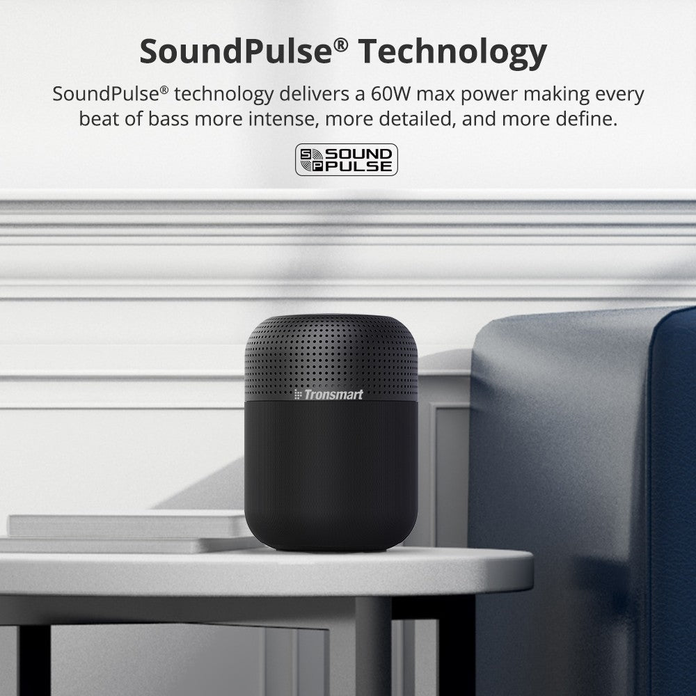 Element T6 Max SoundPulse® - 60 Watt - Son surround à 360 degrés - Portée sans fil : 10 m -  20 heures  d'autonomie- Connexion NFC- Entrée auxiliaire et sans fil- Microphone  Intégré