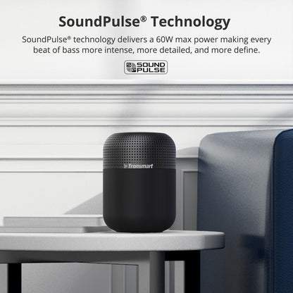 Element T6 Max SoundPulse® - 60 Watt - Son surround à 360 degrés - Portée sans fil : 10 m -  20 heures  d'autonomie- Connexion NFC- Entrée auxiliaire et sans fil- Microphone  Intégré