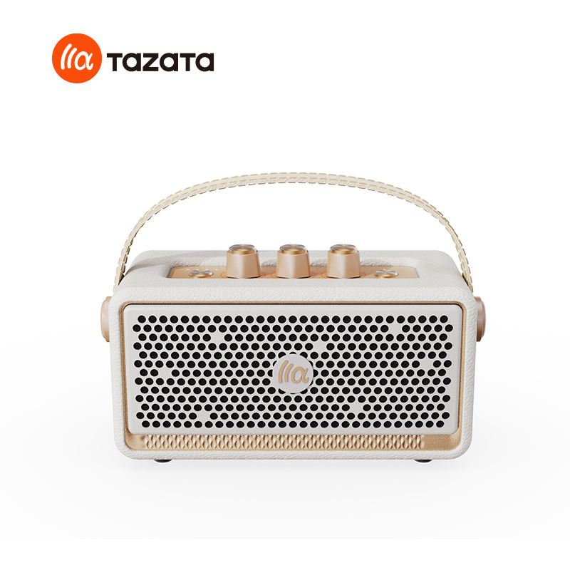 TAZATA HARMONY I - Enceinte rétro domestique 30 W BT V5.4 : boutons de réglage des basses et des aigus + entrée auxiliaire