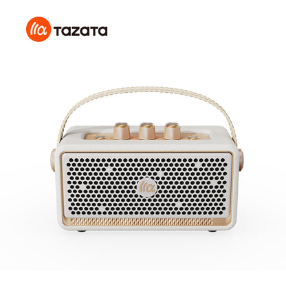 TAZATA HARMONY I - Enceinte rétro domestique 30 W BT V5.4 : boutons de réglage des basses et des aigus + entrée auxiliaire