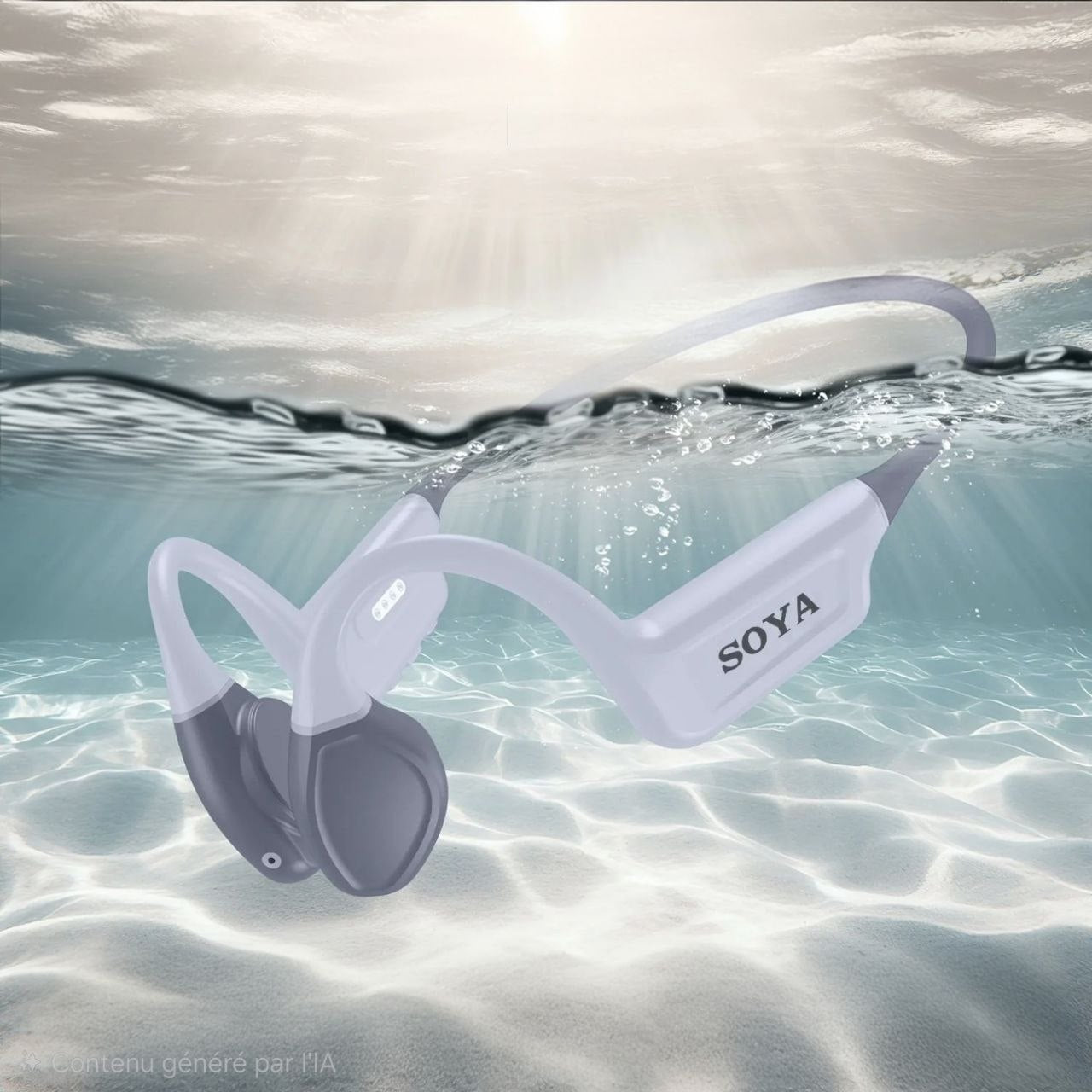 SOYA - Écouteurs Sportifs à Conduction Osseuse avec Annulation du Bruit ENC, Étanche IPX-8, Microphone Sans Fil