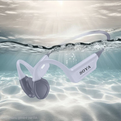 SOYA - Écouteurs Sportifs à Conduction Osseuse avec Annulation du Bruit ENC, Étanche IPX-8, Microphone Sans Fil